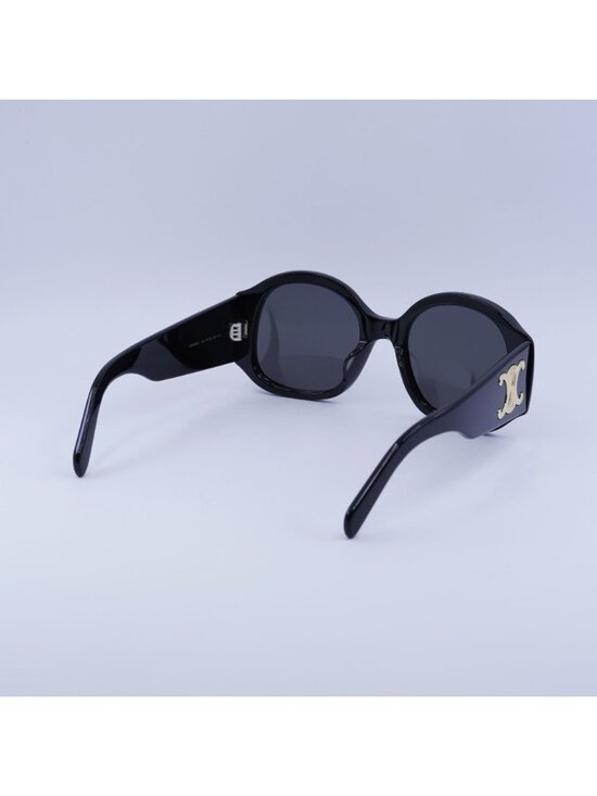 Celine CL40305U 01A Sunglasses Shiny Black Round Frame, Grey Lenses main image 4